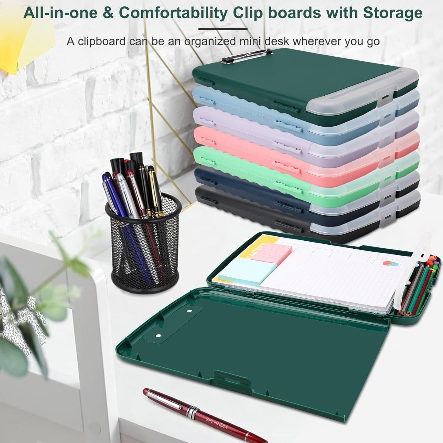 SFLHHDM Purple Clipboard, Clip Boards 8.5x11, Teacher Clipboards with Storage, Plastic Clipboard with Pen Holder, Clipboards Storage for Women Teachers Work, School & Office Supplies