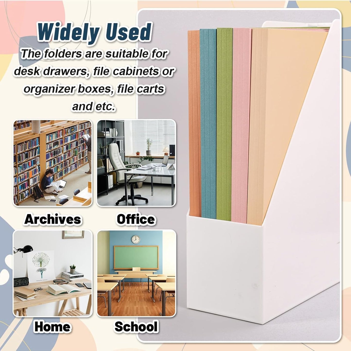 Whaline 24 Pack Dusty Blue File Folders Letter Size 6 Colors Gradient Blue File Pockets with 1/3 Cut Tab for Home Office Classroom Supplies, 8.9 x 11.6 Inch