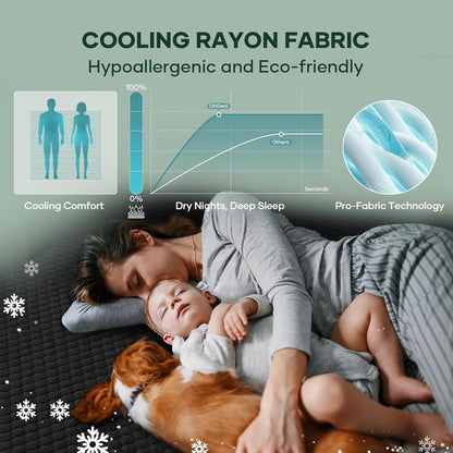 OhGeni 100% Waterproof Queen Size Mattress Protector,Soft Mattress Pad, Cooling Breathable Fitted Sheets,Washable Bed Cover,Non-Slip Deep Pocket,Noiseless for Bedroom