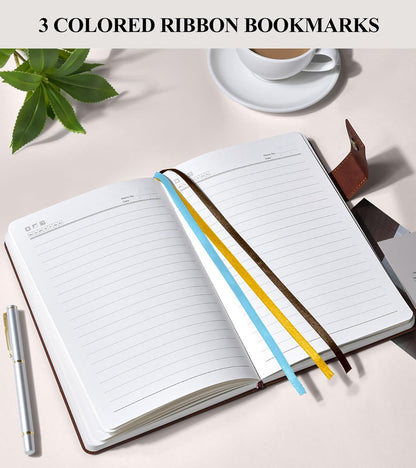 PAIBAS A5 Leather Journal Notebook, 365 Pages Thick Hardcover Lined Journal for Men & Women, Medium 5.9" x 8.4" College Ruled Notebooks for Work, School, Travel, Business,Note Taking,Writing Diary