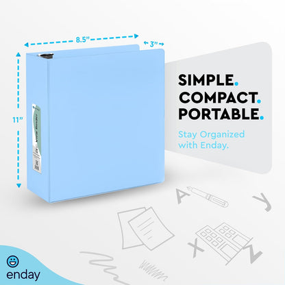 Enday 1.5 Inch Binder, Green - 1.5 Inch 3 Ring Binder, Round Ring Pastel with Clear View Cover for Letter Size 8.5 x 11'' Paper & 2 Inside Pockets, Ideal for School Supplies, Office, and Home