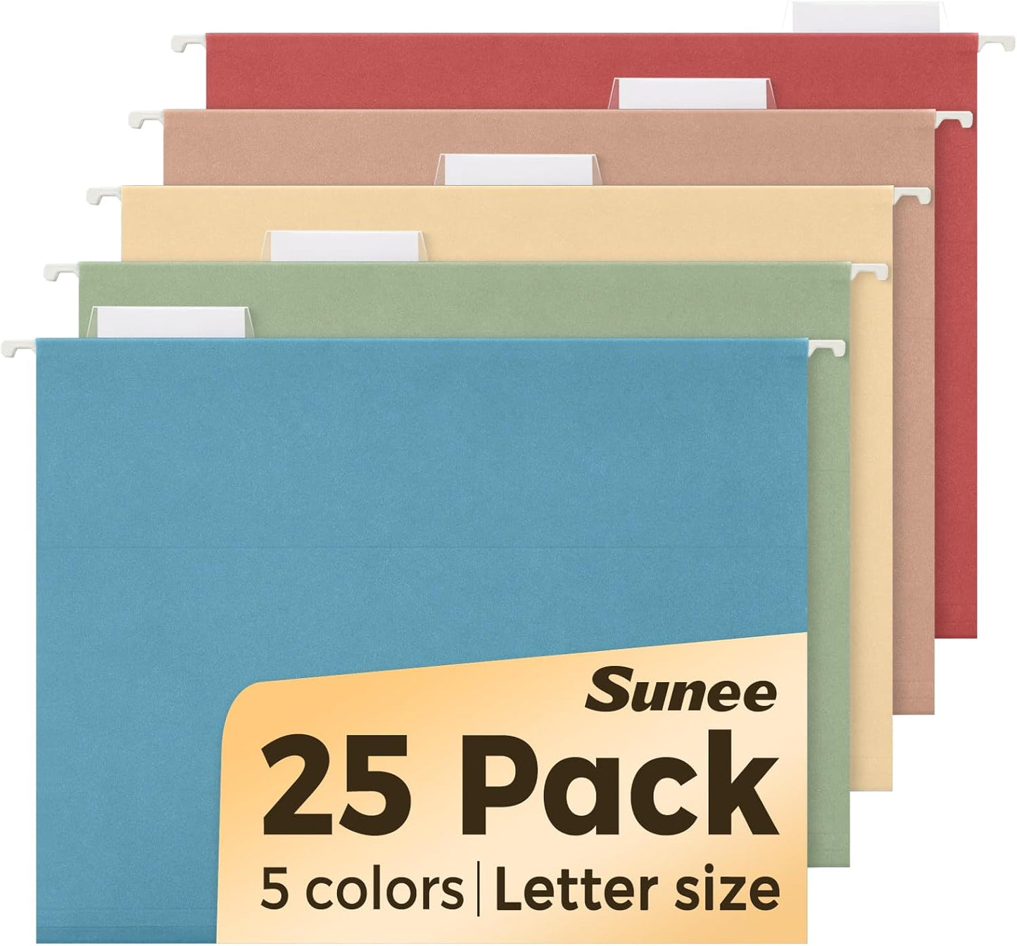 SUNEE Hanging File Folders, 25 Pack Letter Size Hanging File Folders with 1/5-Cut Tabs, Ideal for Home and Office Organization and Papers Classification, Bright Neon Pink