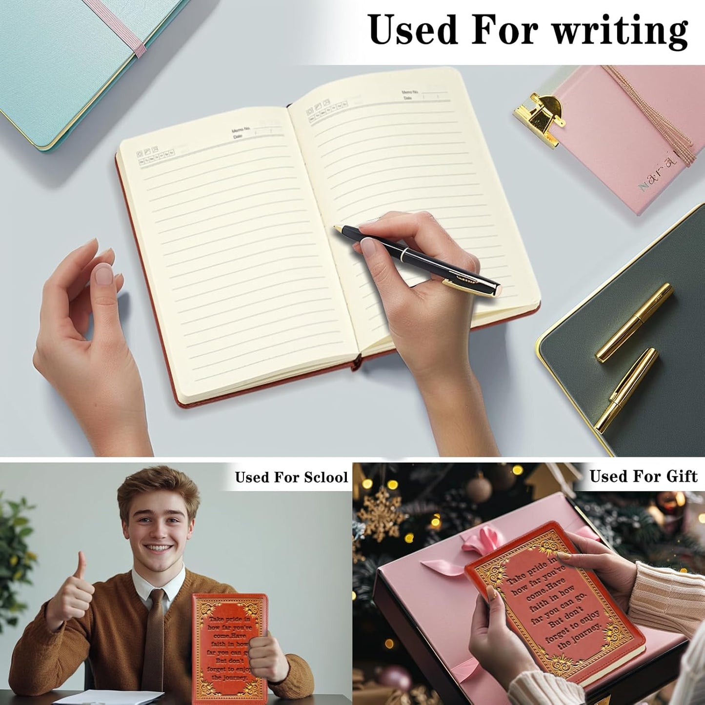 Inspirational Gift Appreciate Lined Journal Notebook Graduation Gift Take Pride In How Far You've Come Writing Notebook Encouragement Gift,1 Pack (Yellow),(Take pride-Yellow)