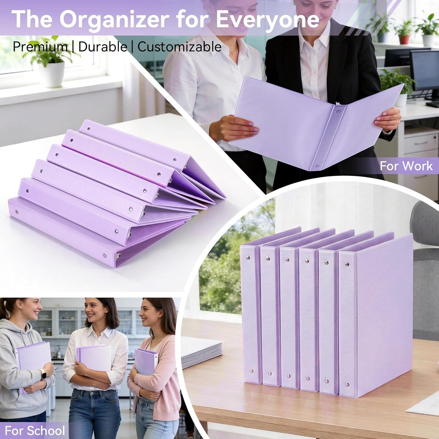 SUIN 1 Inch 3 Ring Binder, Clear 1'' View Presentation Binders with 2 Pockets, Fits 8.5 x 11 Letter Size, Durable Polypropylene, Non-Stick & PVC-Free for School, Office & Home (Orange)