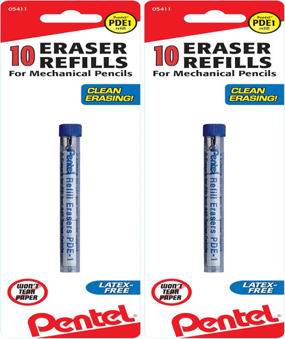Pentel Refill Eraser for AL, Ax and PD Series Pencils 5 Pcs/Tube, 3-PK