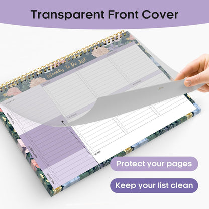 Taja Weekly To Do List Notepad with 52 Undated Sheets（8.5"×11"）- Weekly Desk Planner for Women & Man, Work and Home -1 Pack Violet Dream