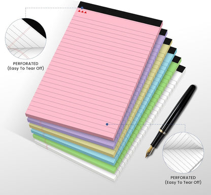 12 Pack Notepads 5x8, Small Legal Pads Narrow College Ruled, 30 Sheets/Pack, Perforated Notebook - White Note Pads for School, Memo, Note Taking, Teacher & Office Supplies, Writing Pads of Paper
