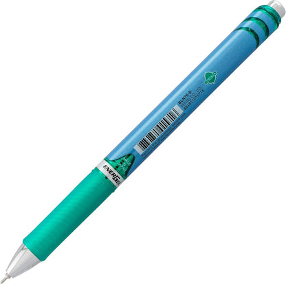 Pentel® EnerGel™ Deluxe RTX Retractable Liquid Gel Pens, Fine Point, 0.5 mm, 54% Recycled, Blue Barrel, Black Ink, Pack Of 12 Pens