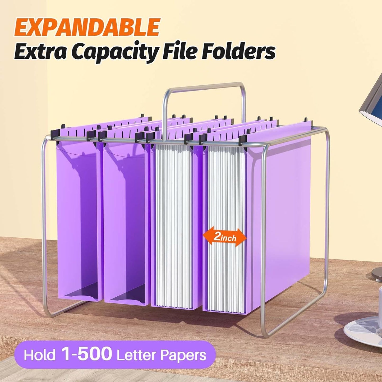 Shutex Extra Capacity Plastic Hanging File Folders,12 Pack Reinforced Hang Folders,Heavy Duty 2 Inch Expansion,Plastic Filing Cabinet Folders,Letter Size,Designed for Bulk Files, Medical Charts,Blue