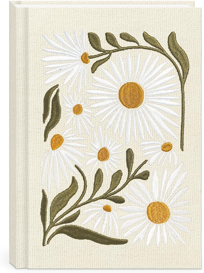 Lady Jayne Embroidered Canvas Hardcover Journal with 192 Lined Pages, 6” x 8.5” – Flower Market Poppy (83289)