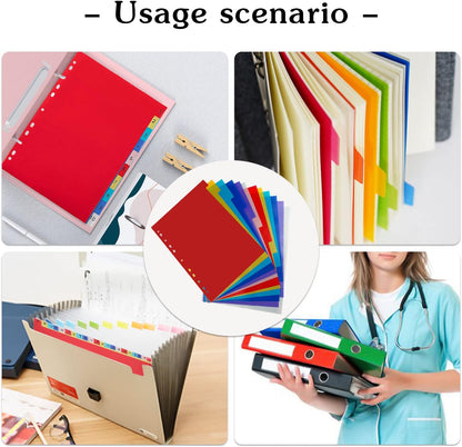 21 Tab A-Z Binder Dividers, 3 Ring Plastic Binder Dividers with Tabs Multicolor Alphabet Dividers for 2/3/4/11 Ring Binders, Letter Size (8.2×11.6 Inch)