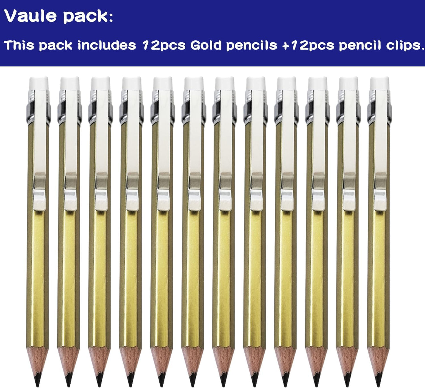Adhere 25pcs Golf Pencils with Eraser Pre sharpened Hexagon half Wooden Pencils Graphite 2B for Golf Event Scoring,Classroom,Wedding,Company Meetings,Pew, Pocket (Nature)