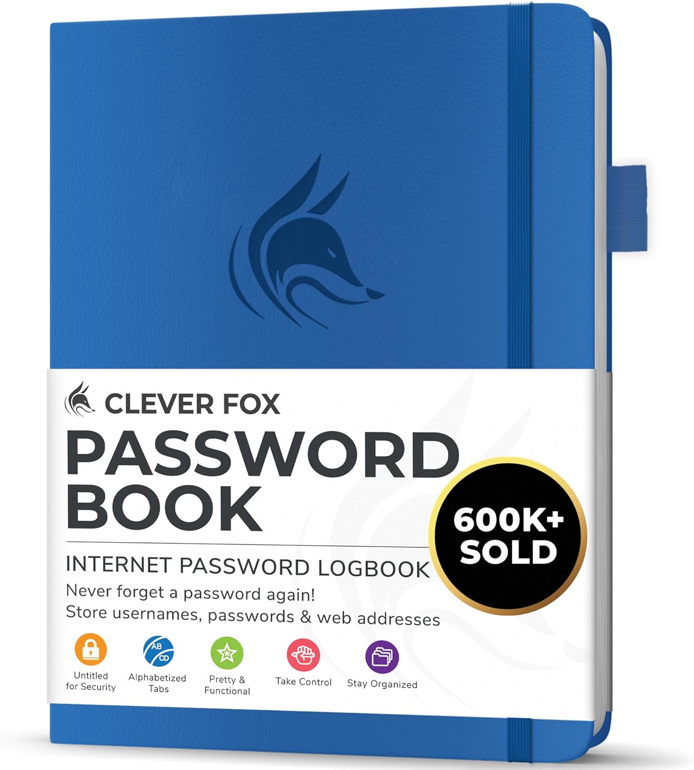 Clever Fox Password Book with alphabetical tabs. Internet Address Organizer Logbook. Small Pocket Password Keeper for Website Logins (Orange)