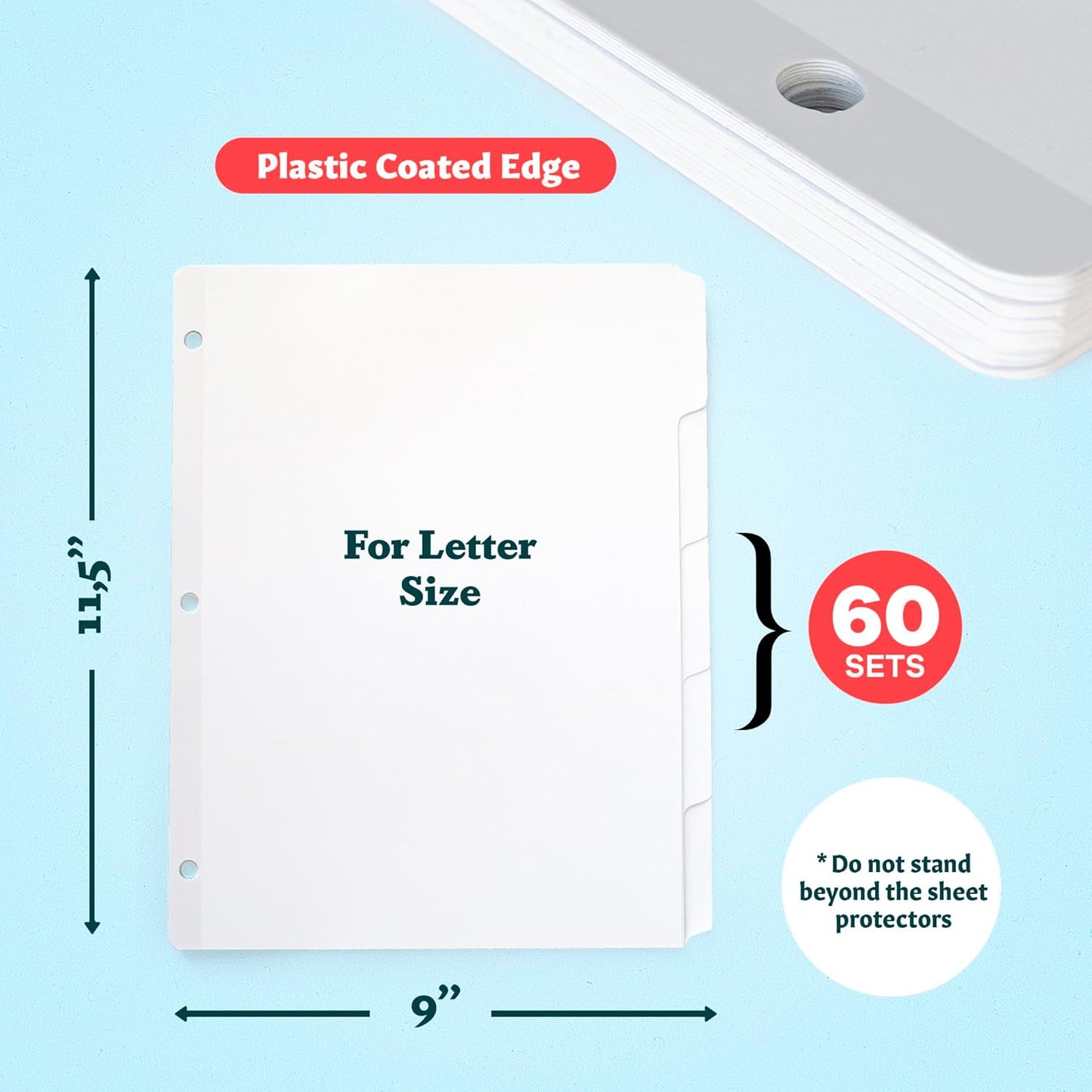 Binder Dividers with Tabs - (Set of 20) x 5 Tab Dividers for 3 Ring Binders, White, Reinforced Edge - Ideal for Keeping Your Documents Neat and Professional