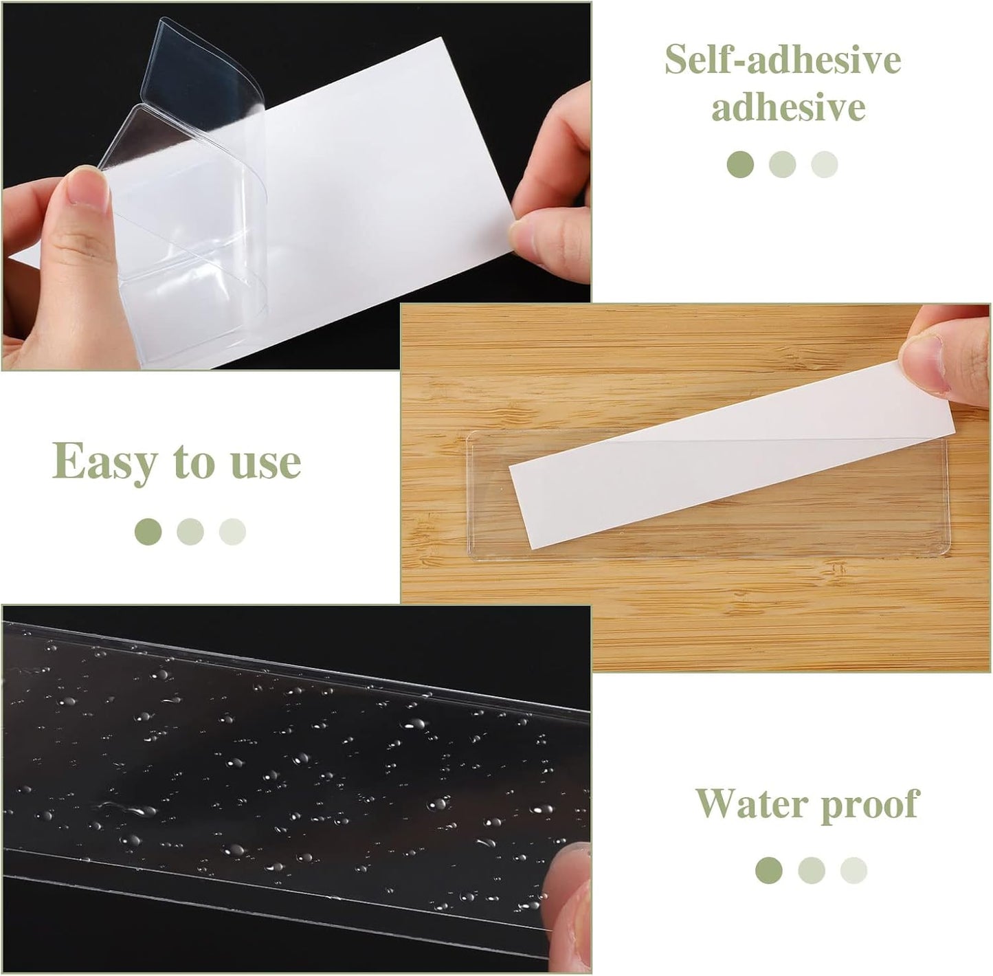 36 Pack 3" x 5" Index Card Holder Adhesive Plastic Label Holders Clear Tote Bag Labels Stickers for Organizing Storage Bins Library Card Shelves