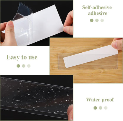 36 Pack 3" x 5" Index Card Holder Adhesive Plastic Label Holders Clear Tote Bag Labels Stickers for Organizing Storage Bins Library Card Shelves