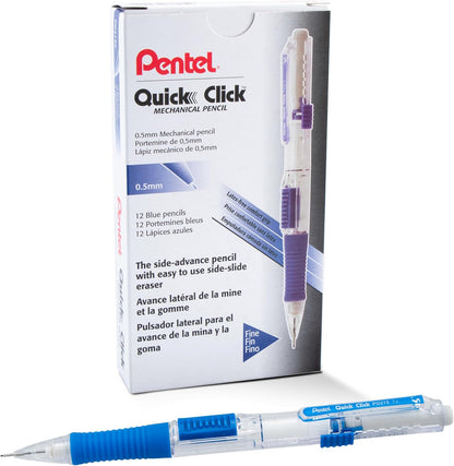 Pentel Quick Click Mechanical Pencil, (0.7mm), Medium, Black Barrel, Box of 12 Pencils (PD217A)