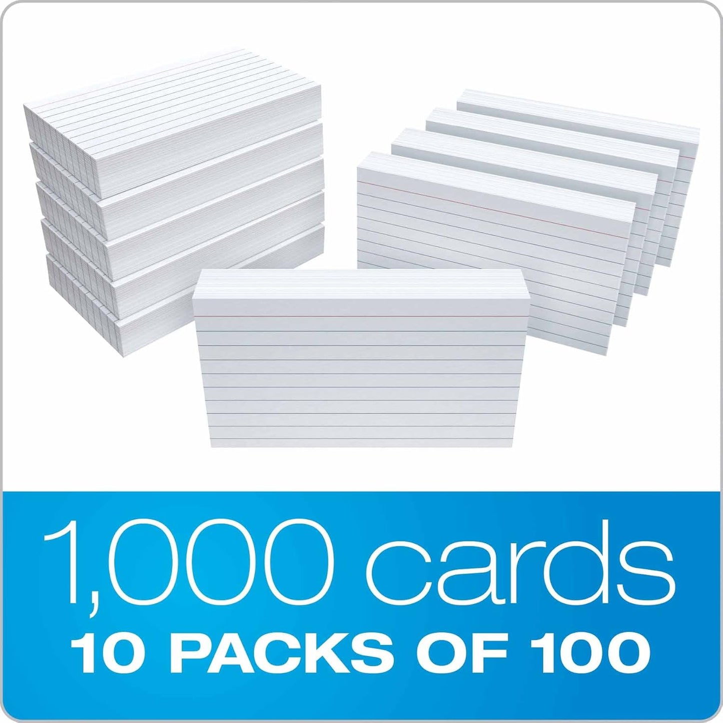 Oxford Ruled Index Cards, 3" x 5", White, 1,000 Cards (10 Packs of 100) (31)