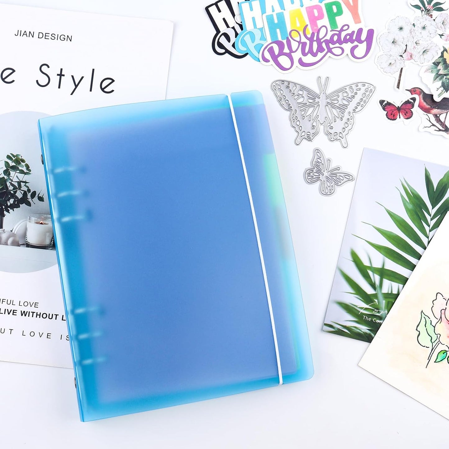 A4 4-Holes Round Ring View Binders Plastic Cover, Refillable Notebook Journal Binder File Folder, Loose Leaf Sheet Protector/DIY Scrapbooking/Binder Cover Protector (Purple)