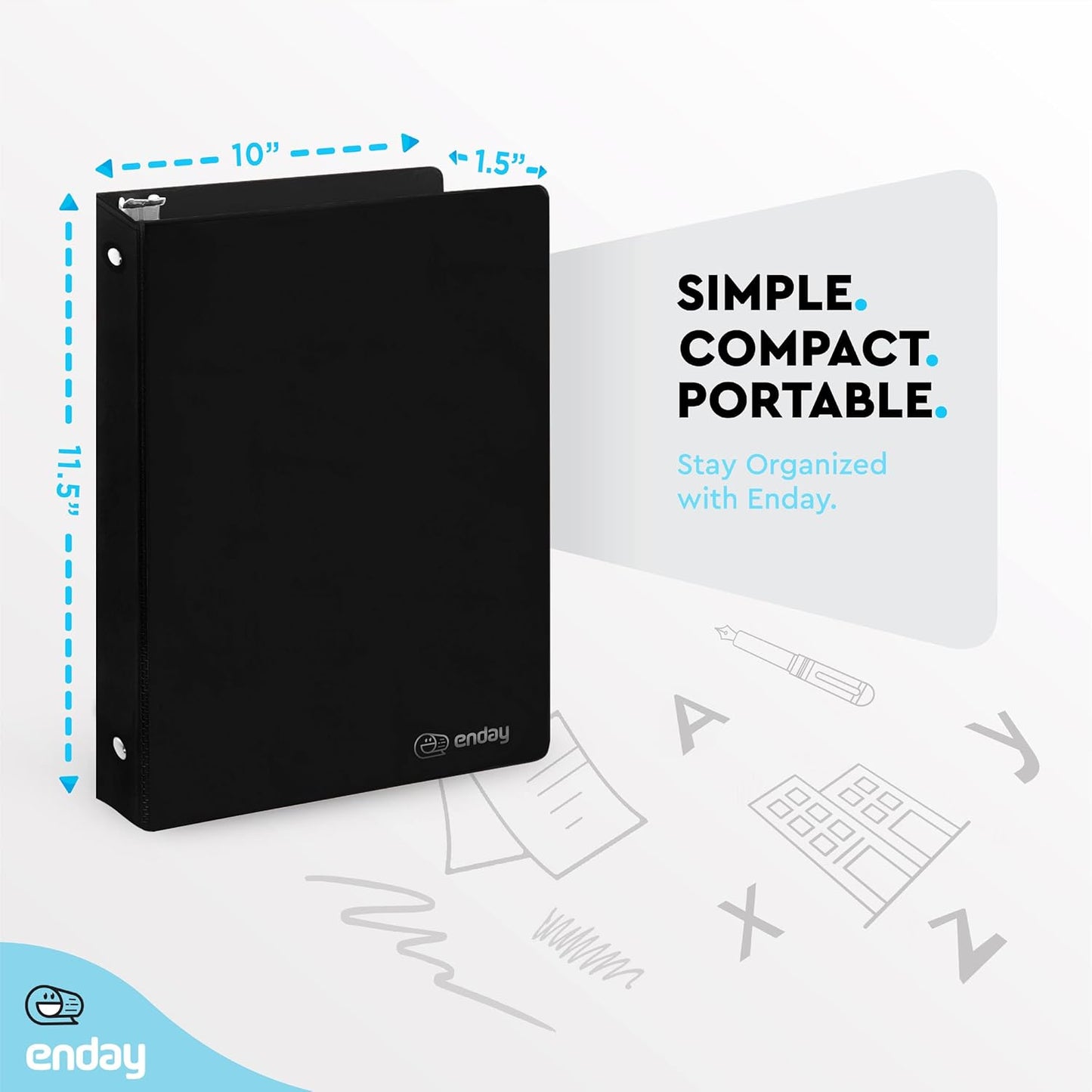3 Inch Binder 3 Ring Binders Green, Slant D-Ring 3” Clear View Cover with 2 Inside Pockets, Heavy Duty Colored School Supplies Office and Home Binders – By Enday