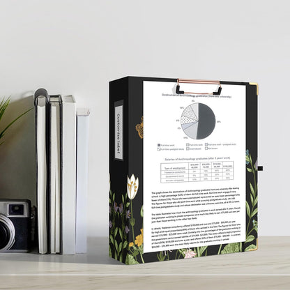 Ospelelf Binder 3 Ring 1 Inch, Floral Round Ring Clipboard Binder for Letter Size with 5 Tab Dividers, File Folder Labels, for School and Office Supplies