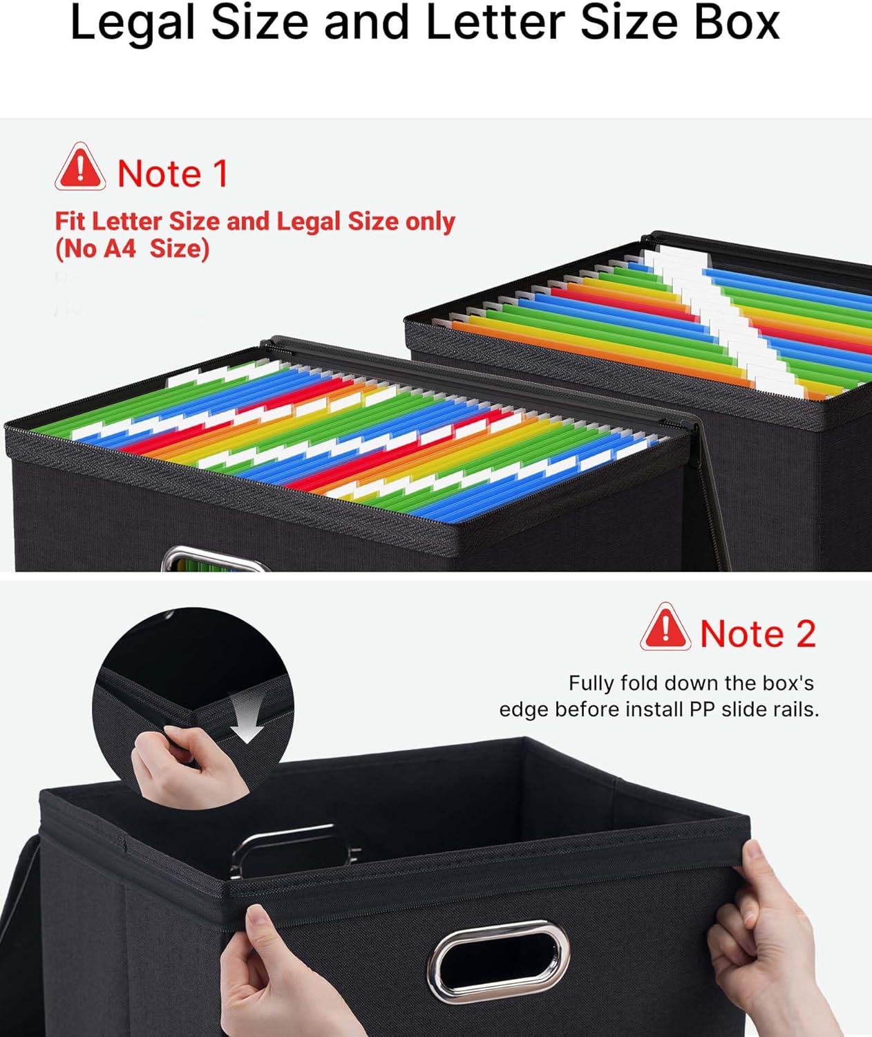 Oterri 2 Pack File Organizer Boxes with Lids, File Box with Mesh Pockets, Document Organizer Box for File Folders Letter Size, Zippers Filing Box for Home, Office, School (Green, Without Folders)