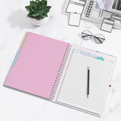 Rimilak Spiral Clipboards Folio with Refillable Lined Notepad, 14.5 x 9.8 In, Hardcover Cover with 5 Interior Pockets, Elastic Band and Pen Loop Series. Cute Stylish Clipfolio, Daisy Flower