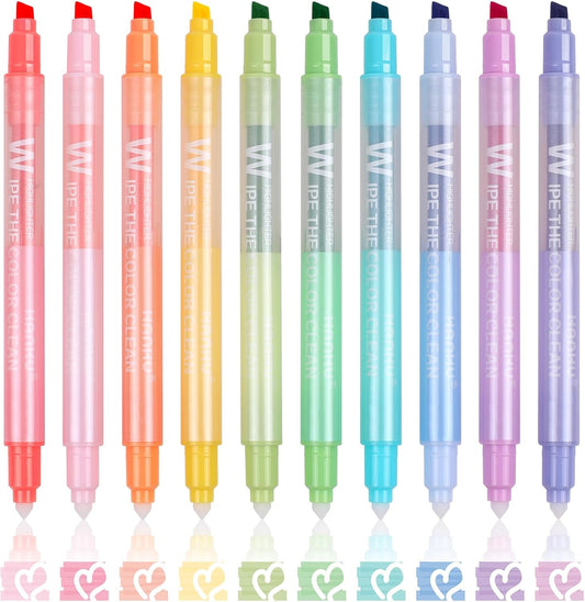 HANKU Pastel Highlighters Set, 24 Unique Retro Colors, Highlighters Assorted Colors, Quick Dry Dual tip and Fine Tip No Bleed Highlighter Markers for Bible Journals Planners Books Notes