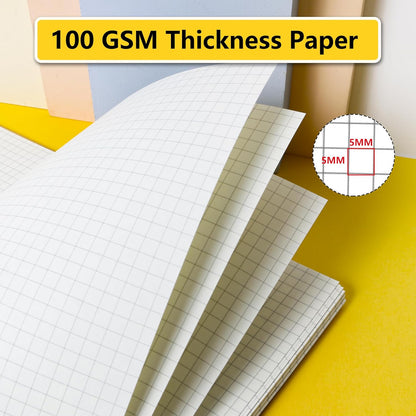 Smilo 3 Pack Spiral Notebook,A5 Graph Paper Notebook,5.7" x 8.3",80 Sheets (160 Pages),100 GSM Thick Paper,Transparent Hardcover,Journals for School,Office, Writing,Math,Engineering,Note Taking