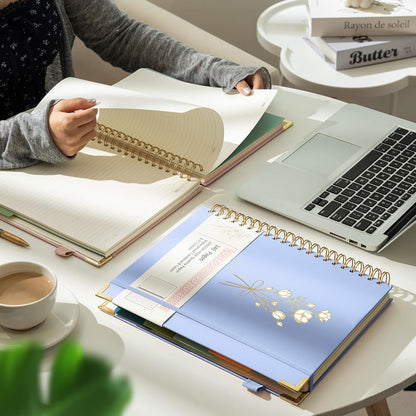 Hardcover Spiral Notebooks 8.5" X 11" Note Taking 5 Subject Notebook College Ruled with Dividers 240 Pages 100GSM Aesthetic Spiral Notebook for Work School Cute Journals for Women Writing