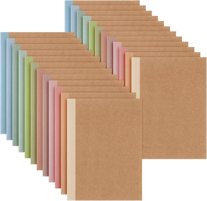 Harloon A5 Composition Notebook Journals 8 x 5.75 in College Ruled Kraft Notebooks with Rainbow Spines Small Lined Composition Book for Office Home(Bright Color,24 Pcs)