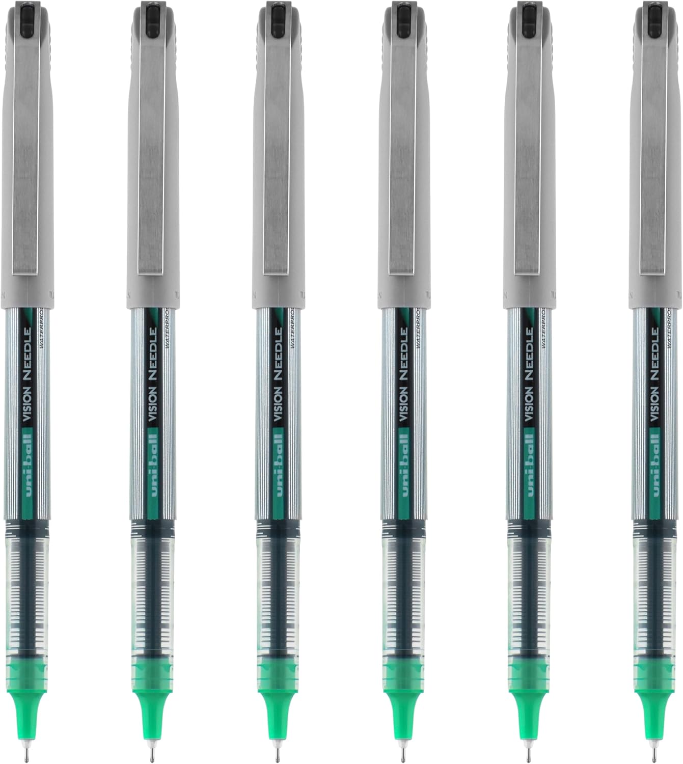 uniball Vision Needle Rollerball Pen, Fine Point (0.7mm), Red Ink, 6 Pens