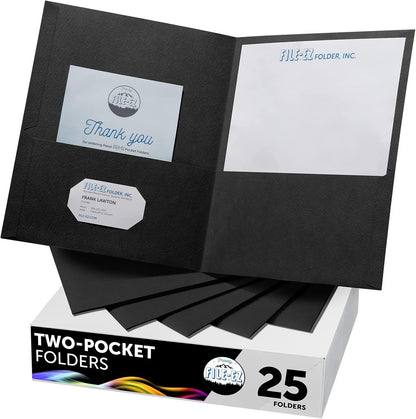 FILE-EZ Two-Pocket Folders, Navy Dark Blue, 25-Pack, Textured Paper, Letter Size (EZ-32523)