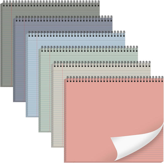 gisgfim 6 Packs 9.5" x 11" Landscape Note Pads College Ruled Notebooks Perforated Notepads 40 Sheets Punched Top Spiral Bound Notebooks 80GSM Lined Notepads for School,Office,Home (Vintage Color)