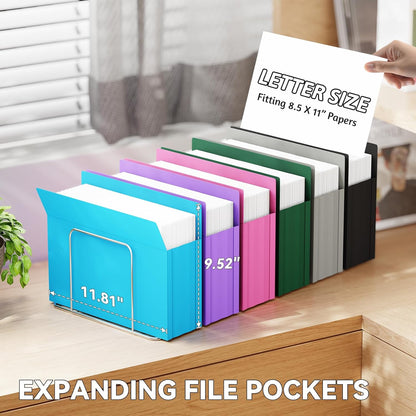 Plastic File Jackets Letter Size,12 Pack Reinforced Manilla File Pocket Folders, Heavy Duty File Folders with Straight Cut Tab,2 Inch Expanding File Folder for Documents,File Pockets