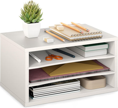 Ballucci 4-Tier Paper Organizer for Desk, Stackable Tray, Desk Storage Organizer Shelves, Stacking Letter Paper Tray Sorter for Classroom Office, Black
