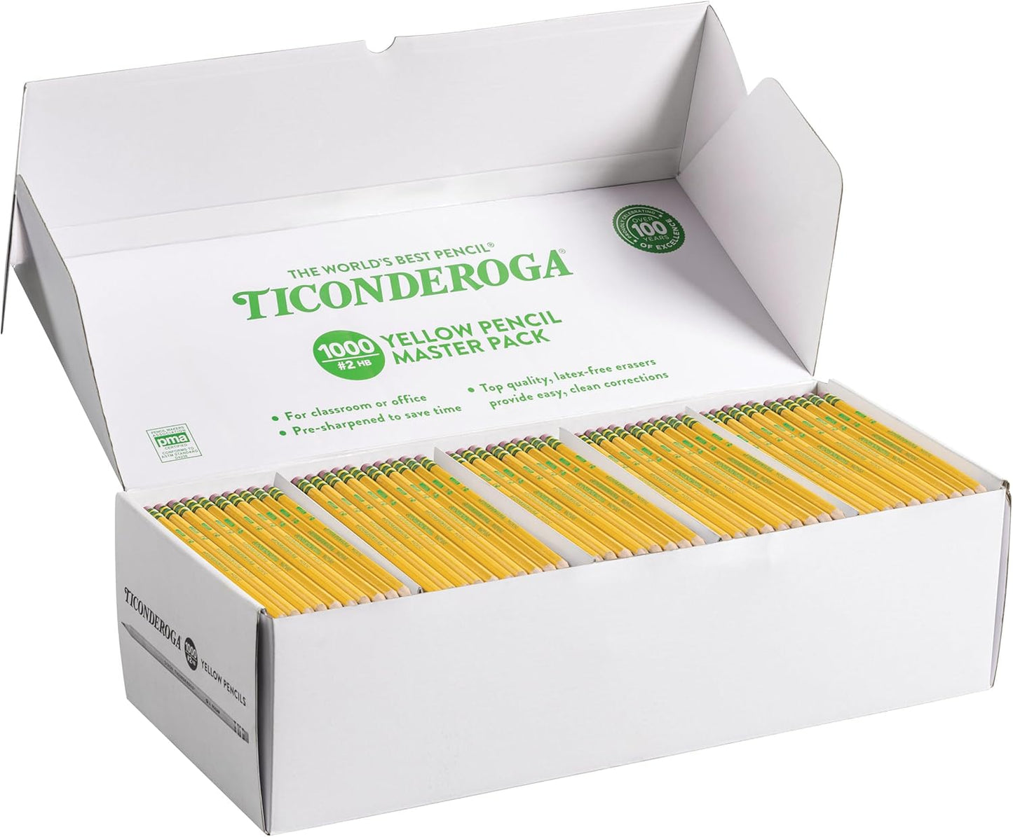 Ticonderoga Wood-Cased Pencils, Pre-Sharpened, 2 HB Soft, Yellow, 72 Count