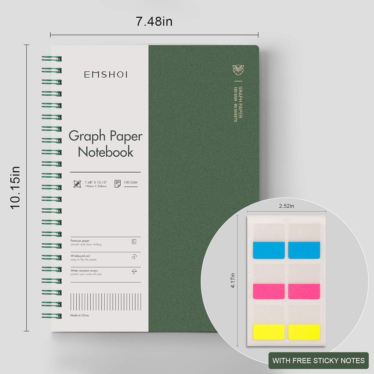 EMSHOI Dotted Journal Spiral Notebook 5.7" x 8.22" - 4 Pack 640 Pages 100gsm Thick Paper, A5 Dot Grid Notebook, Plastic Hardcover Dotted Notebook for Journaling Writing
