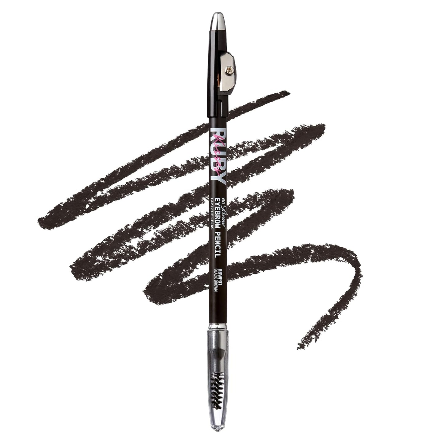 Ruby Kisses GoBrow Eyebrow Pencil, Sharpenable, Longwear, Long Lasting Eyebrow Wooden Pencil for Natural-Looking Brows 3 Pack (Black Brown)