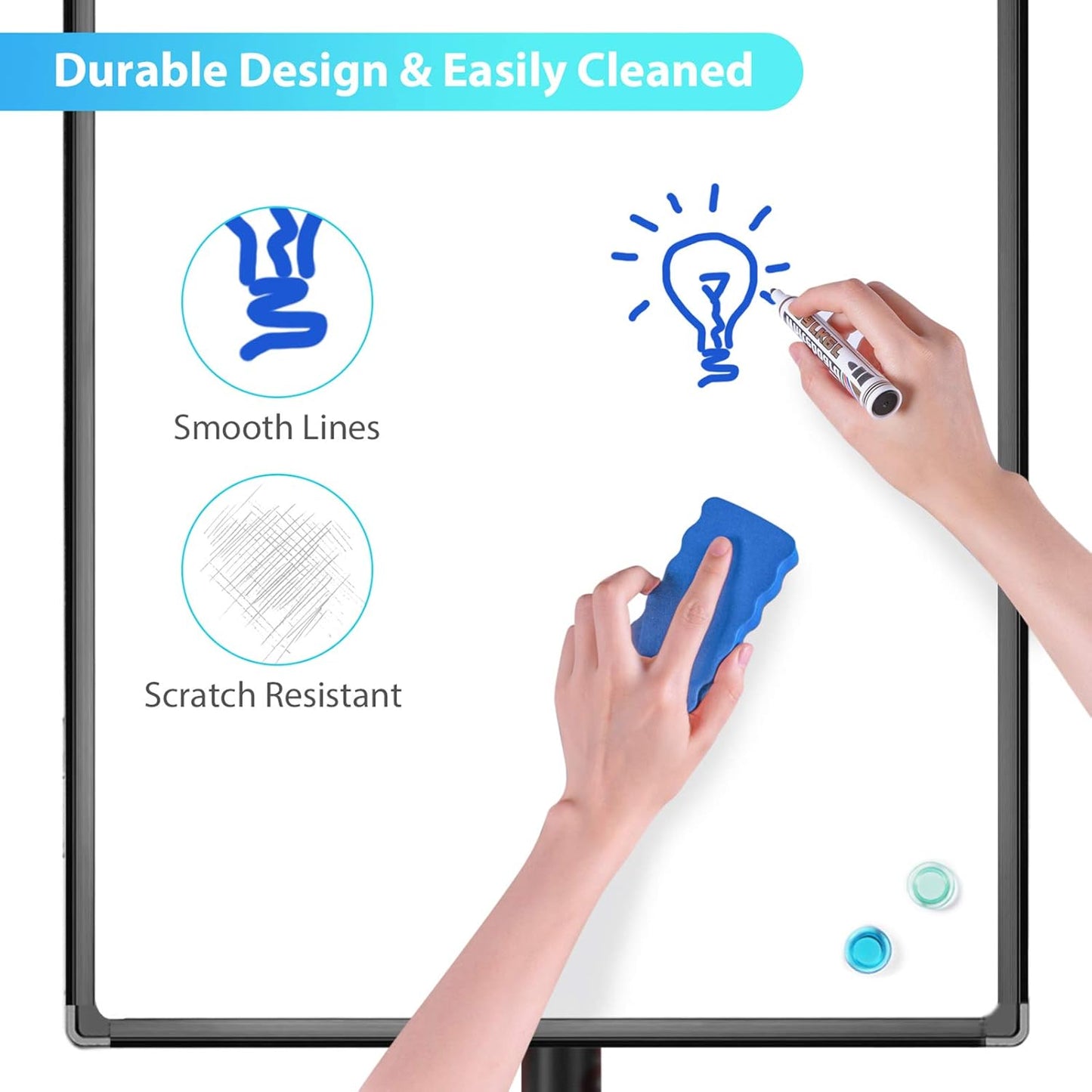 maxtek Mobile Dry Erase Board – 40x28 inches Magnetic Portable Whiteboard Stand Easel White Board Flipchart Easel Board with 25 Sheets Paper Pad for School Supplies