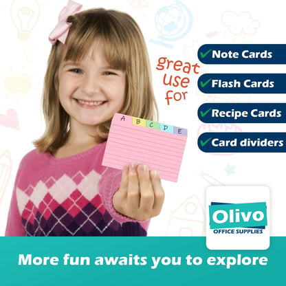 100 Pack Tabbed Index Cards 4x6 Lined Index Card Dividers with Tabs 4" x 6", Colored, 220 GSM Thick Paper