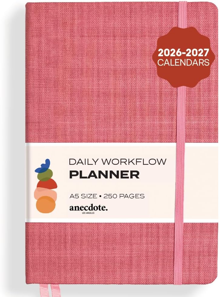 Anecdote Daily Planner w/ 2026-2027 Calendar | Start Anytime 26 Weeks Undated | 1 Page per Day | 8.5" x 5.2" | Hardcover To-Do List Organizer, Plan Your Success, Achieve Productivity Goals (Evergreen)