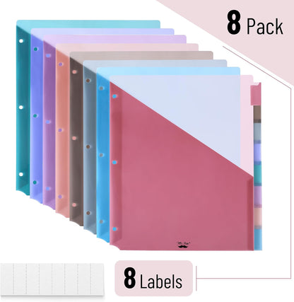 Mr. Pen- Binder Dividers with Pockets and Tabs, 1 Set, 8 Tabs/Set, Colorful, 3 Ring Binder Dividers with Tabs and Pockets on Both Sides
