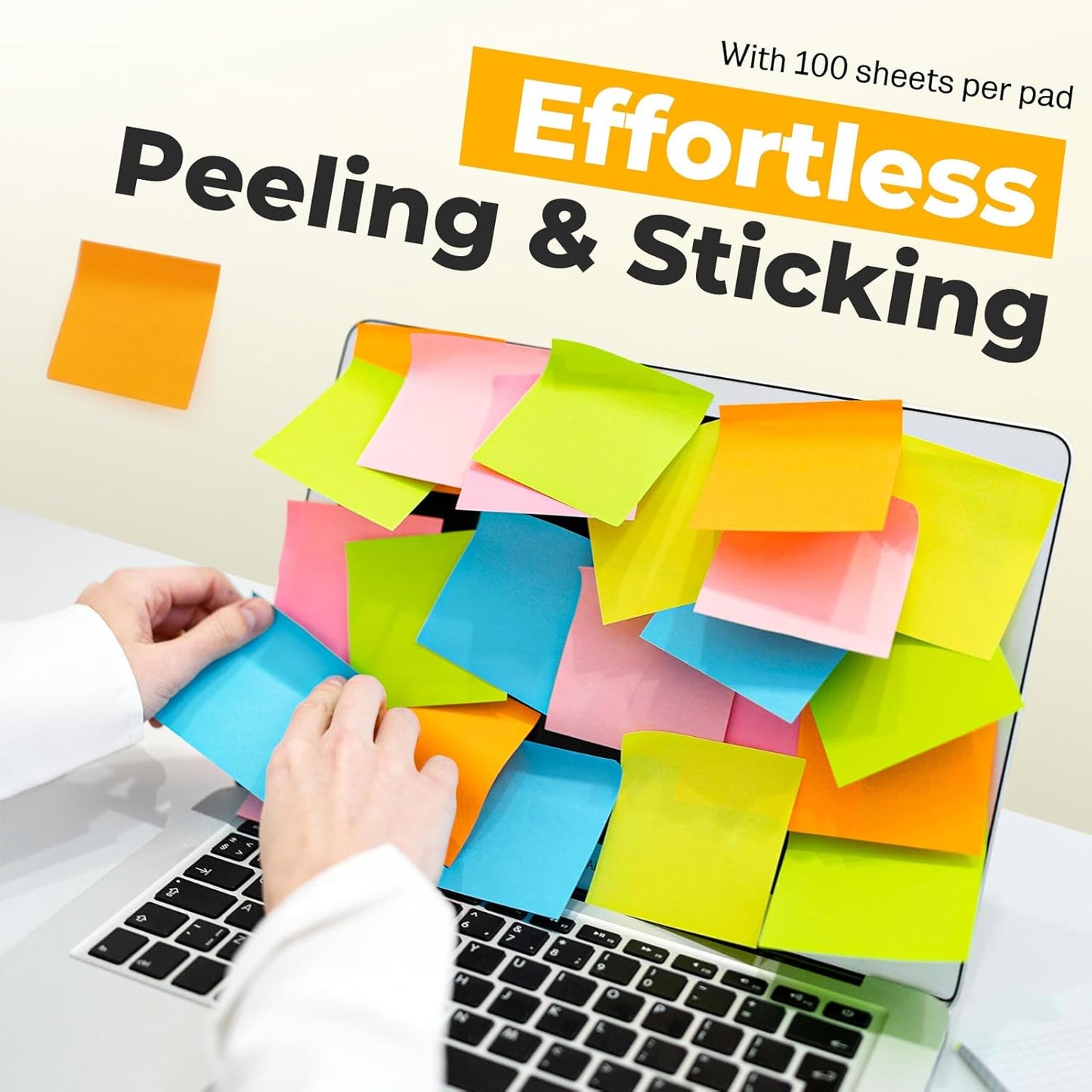 Sticky Notes 3x3 Inches, Bright Colors Self-Stick Pads, Easy to Post for Home, Office, Notebook,100 Sheets/pad (8 Pads)