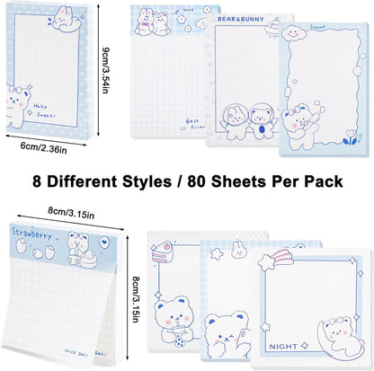 640 Pcs Cute Sticky Notes, Self-Stick Note Pads, Kawaii Memo Pads Lined, Funny Sticky Notes, List Notepads Set Bulk for School Office Home Supplies Teacher Students Planner Gifts