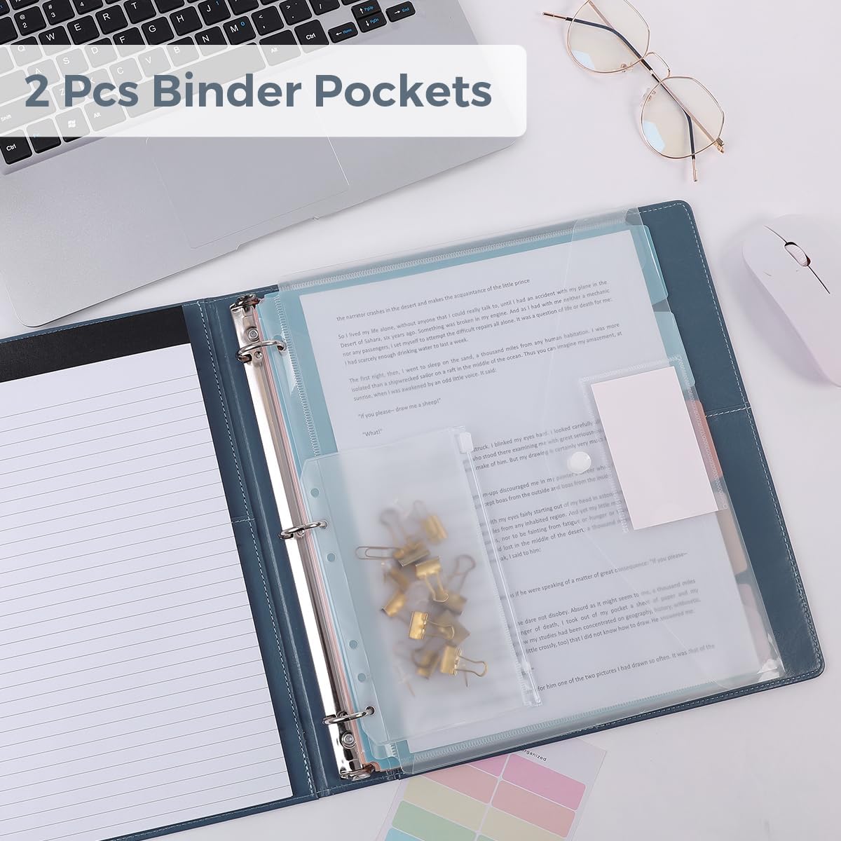 SKYDUE 3 Ring Binder with Clipboard,1 Inch Binder, 13.2" × 10.2" PU Clipboard Binder with Notepad & 5 Dividers with 5 Pockets, Labels, Clipboard Folder Great for School Office(Fit Letter Sized Paper)