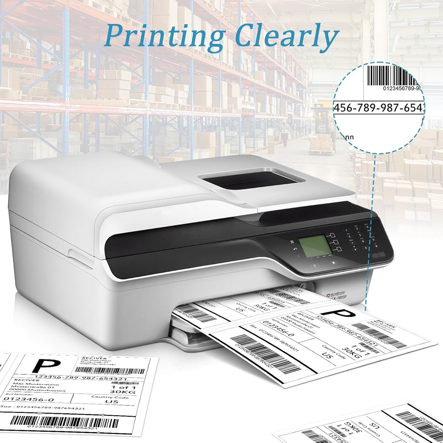 SJPACK 1000 Half Sheet Self Adhesive Shipping Labels, 8.5" x 5.5" Address Labels for Laser & Inkjet Printers(1000 labels-500 Sheet)