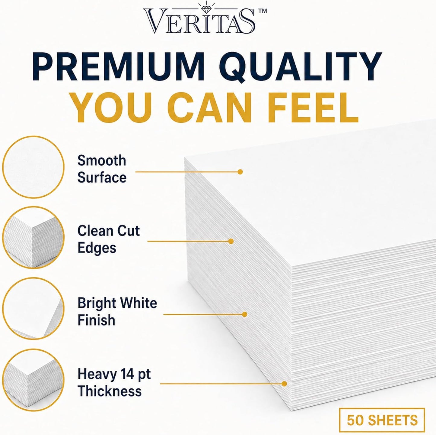 Veritas White Cardstock 8.5 x 11”, 110LB Index/199GSM Heavyweight Card Stock, 100 Sheets, Thick Cardstock Printer Paper for Copy, Printing, Art Projects, Invitations, Made In USA