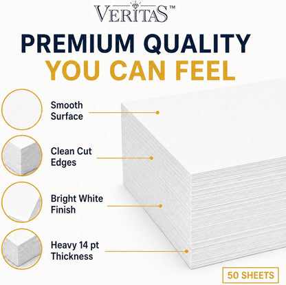 Veritas White Cardstock 8.5 x 11”, 110LB Index/199GSM Heavyweight Card Stock, 100 Sheets, Thick Cardstock Printer Paper for Copy, Printing, Art Projects, Invitations, Made In USA
