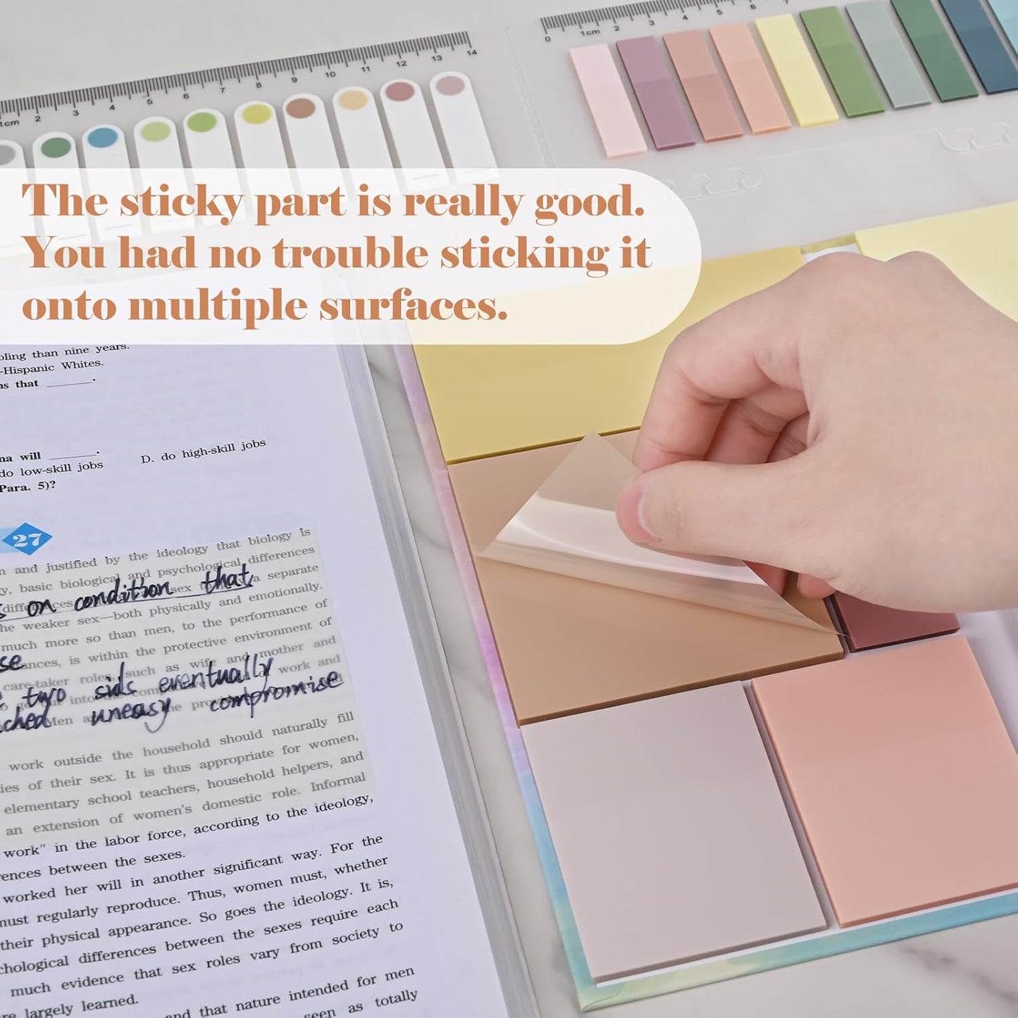 BAYTORY 700 Sheets Transparent Sticky Notes, Clear Waterproof 3 x 3 inch See Through Memo Pad, Self-Adhesive Translucent Writable Index Tabs for Annotating Books, Office & School Study Supplies